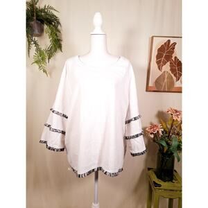 C&C California Women's White 3/4" Sleeve Tunic Pullover 3XL